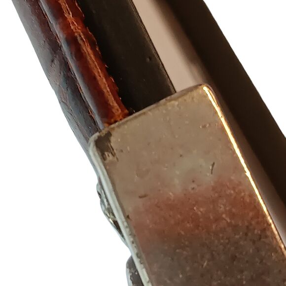 Vintage Brighton Brown Croc Leather & Silvertone Scroll Corners Picture Frame - Picture 5 of 16